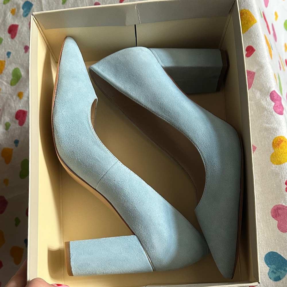 Marc Fisher Light Blue Suede Heels